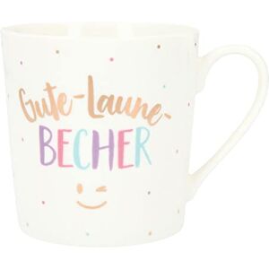 Depesche 5909-054 filiżanka z uchwytem, kubek z porcelany, 300 ml, z napisem, kubek na dobry nastrój Depesche 5909-054 filiżanka z uchwytem, kubek z porcelany, 300 ml, z napisem, kubek na dobry nastrój