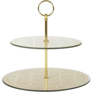 HOME DECO FACTORY , KA0119, Podwójna szklana taca prezentacyjna 25 cm ze złotymi i szarymi akcentami, idealna do deserów i przekąsek, elegancki design, rozmiar 25 cm, kolor złoty/szary HOME DECO FACTORY , KA0119, Podwójna szklana taca prezentacyjna 25 cm ze złotymi i szarymi akcentami, idealna do deserów i przekąsek, elegancki design, rozmiar 25 cm, kolor złoty/szary