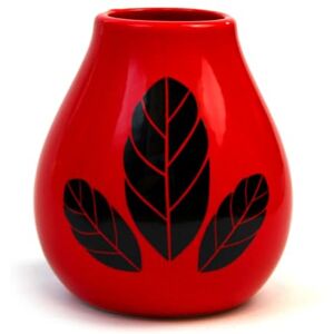 Mate Green Yerba mate ceramiczna filiżanka z drewna kalebassa, czerwony kubek ozdobiony liśćmi Yerba Mate 350 ml kubek Mate Green Yerba mate ceramiczna filiżanka z drewna kalebassa, czerwony kubek ozdobiony liśćmi Yerba Mate 350 ml kubek