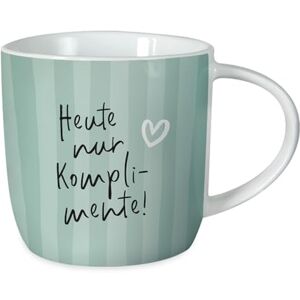 Grafik Werkstatt Grafik-Werkstatt Filiżanka do kawy z sentencją, 300 ml, porcelana filiżanka "Heute nur Komplimenty! Grafik Werkstatt Grafik-Werkstatt Filiżanka do kawy z sentencją, 300 ml, porcelana filiżanka "Heute nur Komplimenty!