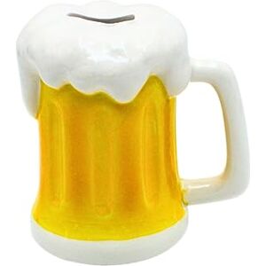 Dekohelden24 Skarbonka jako szklanka do piwa – skarbonka – skarbonka – kasa na piwo, biało-żółta, rozmiar dł./szer./wys. ok. 14 x 13 x 14 cm Dekohelden24 Skarbonka jako szklanka do piwa – skarbonka – skarbonka – kasa na piwo, biało-żółta, rozmiar dł./szer./wys. ok. 14 x 13 x 14 cm
