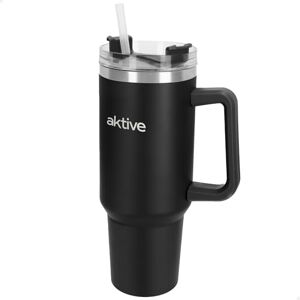 AKTIVE Kubek termiczny ze stali nierdzewnej, 1,2 l, czarny, wymiary 15 x 10 x 27 cm, szczelny korek, ze słomką, ergonomiczny uchwyt, bez BPA, podstawa antypoślizgowa, butelki termosowe (63153) AKTIVE Kubek termiczny ze stali nierdzewnej, 1,2 l, czarny, wymiary 15 x 10 x 27 cm, szczelny korek, ze słomką, ergonomiczny uchwyt, bez BPA, podstawa antypoślizgowa, butelki termosowe (63153)
