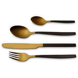 ECHTWERK Positano Due-Gold/Black Edition, 24 elementy, dla 6 osób, 18/10 mat, stal nierdzewna, zestaw sztućców, na stół jadalny, dekoracja stołu na wesela i specjalne okazje ECHTWERK Positano Due-Gold/Black Edition, 24 elementy, dla 6 osób, 18/10 mat, stal nierdzewna, zestaw sztućców, na stół jadalny, dekoracja stołu na wesela i specjalne okazje