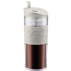 Bodum 11101-01S TRAVEL MUG Plastikowy izolowany kubek podróżny, pokrywa z klapką, 0,45 l, przezroczysty Bodum 11101-01S TRAVEL MUG Plastikowy izolowany kubek podróżny, pokrywa z klapką, 0,45 l, przezroczysty