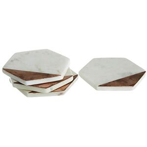 Premier Housewares zestaw z 4 podstawkami z białego marmuru/miedzianej inlay Premier Housewares zestaw z 4 podstawkami z białego marmuru/miedzianej inlay
