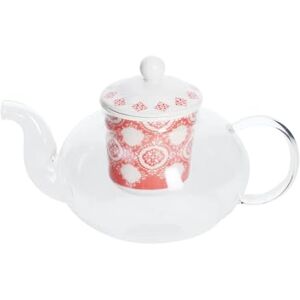 Avilia Dzbanek do herbaty z infuzorem z metalową siatką na gorącą herbatę i herbatę ziołową Idealny czajniczek z zaparzaczem na zimę, ceramiczny, 7 l, biały i czerwony Avilia Dzbanek do herbaty z infuzorem z metalową siatką na gorącą herbatę i herbatę ziołową Idealny czajniczek z zaparzaczem na zimę, ceramiczny, 7 l, biały i czerwony