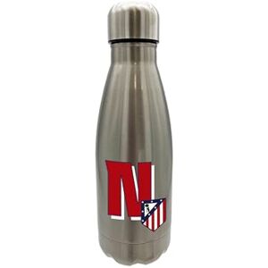 CYPBRANDS Atlético de Madrid Butelka do picia ze stali nierdzewnej, szczelna, z literą A w kolorze czerwonym, 550 ml, metaliczna, oficjalny produkt (CyP CYPBRANDS Atlético de Madrid Butelka do picia ze stali nierdzewnej, szczelna, z literą A w kolorze czerwonym, 550 ml, metaliczna, oficjalny produkt (CyP