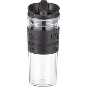 Bodum 11101-01S Travel Mug kubek termiczny z tworzywa sztucznego, pokrywka z klapką, czarny Bodum 11101-01S Travel Mug kubek termiczny z tworzywa sztucznego, pokrywka z klapką, czarny