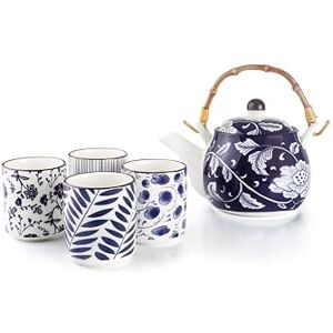 IBILI Japoński zestaw do herbaty 460 ml i 4 filiżanki Flora 120 ml, Porcelana IBILI Japoński zestaw do herbaty 460 ml i 4 filiżanki Flora 120 ml, Porcelana