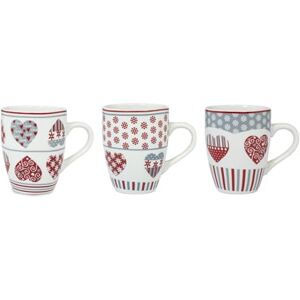 ROYAL NORFOLK H&H Xmas Heart Set 12 Kubek w Chinach, Bombato, 280cc ROYAL NORFOLK H&H Xmas Heart Set 12 Kubek w Chinach, Bombato, 280cc