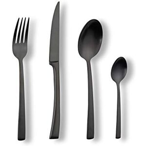 ECHTWERK Sztućce Avelino, Black Edition, 16 sztuk, sztućce dla 4 osób, stal nierdzewna 18/10, satynowe wykończenie, zestaw sztućców, na stół, dekoracje stołu na wesela i przyjęcia ECHTWERK Sztućce Avelino, Black Edition, 16 sztuk, sztućce dla 4 osób, stal nierdzewna 18/10, satynowe wykończenie, zestaw sztućców, na stół, dekoracje stołu na wesela i przyjęcia