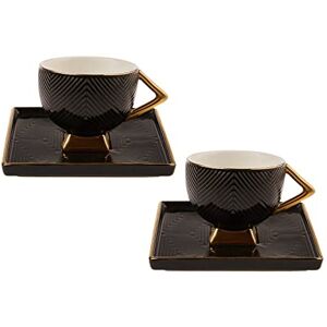 KARACA Art Deco czarny zestaw 2 filiżanek do kawy, filiżanek do moki, filiżanki do espresso, zestaw filiżanek do kawy i espresso, z porcelany, wytrzymały kubek do mokki, gruba krawędź do picia, KARACA Art Deco czarny zestaw 2 filiżanek do kawy, filiżanek do moki, filiżanki do espresso, zestaw filiżanek do kawy i espresso, z porcelany, wytrzymały kubek do mokki, gruba krawędź do picia,