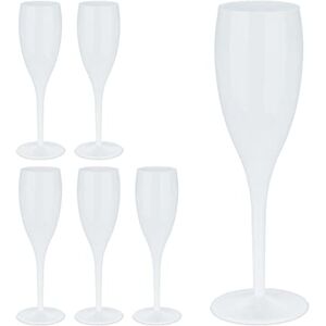 Relaxdays kieliszki do szampana plastikowe, 100ml, kieliszki do wina, nietłukące się szklanki, zestaw 6szt., biały Relaxdays kieliszki do szampana plastikowe, 100ml, kieliszki do wina, nietłukące się szklanki, zestaw 6szt., biały