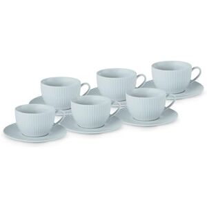 KARACA Seashell Zephyt zestaw filiżanek do herbaty dla 6 osób, niebieski, 200 ml – 12-częściowy porcelanowy zestaw do herbaty, filiżanki i spodki KARACA Seashell Zephyt zestaw filiżanek do herbaty dla 6 osób, niebieski, 200 ml – 12-częściowy porcelanowy zestaw do herbaty, filiżanki i spodki