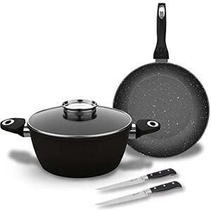 LAGUIOLE CUISSON Laguiole Zestaw 3-częściowy nieprzywierający 'Black Ston®' indukcja + 2 noże do steków Laguiole czarne 25 cm LAGUIOLE CUISSON Laguiole Zestaw 3-częściowy nieprzywierający 'Black Ston®' indukcja + 2 noże do steków Laguiole czarne 25 cm