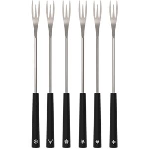 Kisag 2 w 1 widelce do fondue, zestaw 6 osób, czarne, widelce ze stali nierdzewnej (26,5 cm) do serowego fondue i fondue mięsnego, nadają się do mycia w zmywarce, z uchwytem piktogramów do Kisag 2 w 1 widelce do fondue, zestaw 6 osób, czarne, widelce ze stali nierdzewnej (26,5 cm) do serowego fondue i fondue mięsnego, nadają się do mycia w zmywarce, z uchwytem piktogramów do