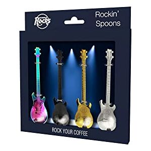 Winkee Rocks Zestaw 4 łyżeczek do kawy na gitarze fajne łyżeczki o wyglądzie gitary elektrycznej łyżeczki do herbaty wielokolorowe łyżeczki do jedzenia łyżka do jajek stal szlachetna prezent na Boże Narodzenie, urodziny, Wielkanoc Winkee Rocks Zestaw 4 łyżeczek do kawy na gitarze fajne łyżeczki o wyglądzie gitary elektrycznej łyżeczki do herbaty wielokolorowe łyżeczki do jedzenia łyżka do jajek stal szlachetna prezent na Boże Narodzenie, urodziny, Wielkanoc