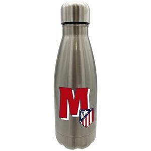 CYPBRANDS Atlético de Madrid Butelka do picia ze stali nierdzewnej, szczelna, z literą A w kolorze czerwonym, 550 ml, metaliczna, oficjalny produkt (CyP CYPBRANDS Atlético de Madrid Butelka do picia ze stali nierdzewnej, szczelna, z literą A w kolorze czerwonym, 550 ml, metaliczna, oficjalny produkt (CyP