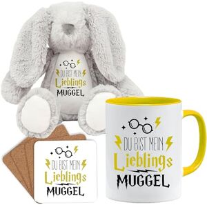 Jungle Mug Zabawny prezent kubek z sentencją Du bist mein lieblings Muggel pomysł na prezent kubek mugolski pomysł na prezent dla przyjaciela (miś, zestaw filiżanek i podstawek (żółty)) Jungle Mug Zabawny prezent kubek z sentencją Du bist mein lieblings Muggel pomysł na prezent kubek mugolski pomysł na prezent dla przyjaciela (miś, zestaw filiżanek i podstawek (żółty))