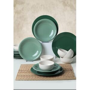 Hermia Concept Elegancki 18-częściowy zestaw obiadowy ceramiczny, zielony i biały, 100% antybakteryjny, łatwy do czyszczenia, odporny na wstrząsy termiczne, do mycia w zmywarce i kuchenki mikrofalowej Hermia Concept Elegancki 18-częściowy zestaw obiadowy ceramiczny, zielony i biały, 100% antybakteryjny, łatwy do czyszczenia, odporny na wstrząsy termiczne, do mycia w zmywarce i kuchenki mikrofalowej
