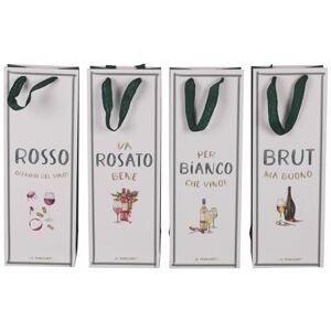 Tivoli Zestaw 24 papierowych torebek na butelkę wina z tkaniny, uchwyty 14 x 9 x 39 cm, Le Travisate Tivoli Zestaw 24 papierowych torebek na butelkę wina z tkaniny, uchwyty 14 x 9 x 39 cm, Le Travisate