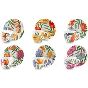 Excelsa Blooming zestaw 6 filiżanek do kawy, porcelana, pojemność 70 ml, wielokolorowy Excelsa Blooming zestaw 6 filiżanek do kawy, porcelana, pojemność 70 ml, wielokolorowy