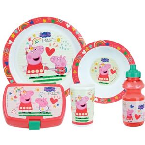 Fun House Zestaw świnek PEPPA dla dzieci z 1 twardą płytką Ø16 cm, 1 płytką Ø 22 cm, 1 szklanką 220 ml, 1 szklanką 220 ml, 1 butelką 350 ml i 1 pojemnikiem na odpady zestaw wielokrotnego użytku Fun House Zestaw świnek PEPPA dla dzieci z 1 twardą płytką Ø16 cm, 1 płytką Ø 22 cm, 1 szklanką 220 ml, 1 szklanką 220 ml, 1 butelką 350 ml i 1 pojemnikiem na odpady zestaw wielokrotnego użytku