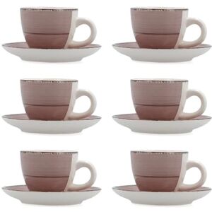 Quid Vita Morning Zestaw 6 Kubków Z Ceramicznym Talerzem 9cl Różowy Quid Vita Morning Zestaw 6 Kubków Z Ceramicznym Talerzem 9cl Różowy