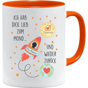Jungle Mug Kubek z napisem "Ich hab dich lieb zum Mond und zurück", prezent dla mamy od dzieci, urocza filiżanka z rakietą na Dzień Matki, prezent na Dzień Matki Jungle Mug Kubek z napisem "Ich hab dich lieb zum Mond und zurück", prezent dla mamy od dzieci, urocza filiżanka z rakietą na Dzień Matki, prezent na Dzień Matki