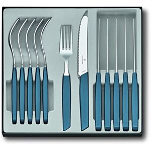 Victorinox Swiss Modern 6-osobowy zestaw sztućców, 12 elementów, w tym ostre noże do piły i plastikowe uchwyty, chabrowy niebieski Victorinox Swiss Modern 6-osobowy zestaw sztućców, 12 elementów, w tym ostre noże do piły i plastikowe uchwyty, chabrowy niebieski