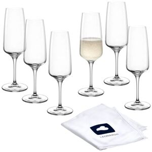 Leonardo HOME Kieliszki do szampana CESTI (zestaw 6 szt.) wraz ze ściereczką do polerowania • Kieliszki Prosecco (240 ml) • Odporne na uderzenia i nadają się do codziennego użytku • Kieliszki do Leonardo HOME Kieliszki do szampana CESTI (zestaw 6 szt.) wraz ze ściereczką do polerowania • Kieliszki Prosecco (240 ml) • Odporne na uderzenia i nadają się do codziennego użytku • Kieliszki do