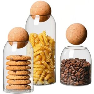 Wintem Szklane pojemniki z korkową pokrywką, zestaw 3 sztuk, 500/800/1000 ml do makaronu, kawy i przypraw, codziennego użytku w kuchni, elegancki design i naturalne hermetyczne zamknięcie Wintem Szklane pojemniki z korkową pokrywką, zestaw 3 sztuk, 500/800/1000 ml do makaronu, kawy i przypraw, codziennego użytku w kuchni, elegancki design i naturalne hermetyczne zamknięcie