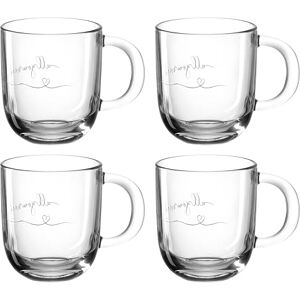 Leonardo HOME 046451 EMOZIONE kubek 400 ml wielokolorowy "allyouneedislove" zestaw 4-częściowy, szkło, przezroczysty Leonardo HOME 046451 EMOZIONE kubek 400 ml wielokolorowy "allyouneedislove" zestaw 4-częściowy, szkło, przezroczysty