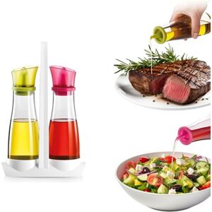 Avilia Zestaw stołowy z olejem i octem 250 ml wykonany z wytrzymałego szkła Elastyczne silikonowe dysze zapobiegające kapaniu kolorowe zaślepki zielony i bordowy wygodny i stylowy uchwyt Avilia Zestaw stołowy z olejem i octem 250 ml wykonany z wytrzymałego szkła Elastyczne silikonowe dysze zapobiegające kapaniu kolorowe zaślepki zielony i bordowy wygodny i stylowy uchwyt