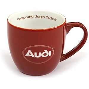 Audi A8-8053 Porcelanowy kubek do kawy, filiżanka do kawy, z napisem "Vorvorung durch Technik", owalne logo, czerwony Audi A8-8053 Porcelanowy kubek do kawy, filiżanka do kawy, z napisem "Vorvorung durch Technik", owalne logo, czerwony