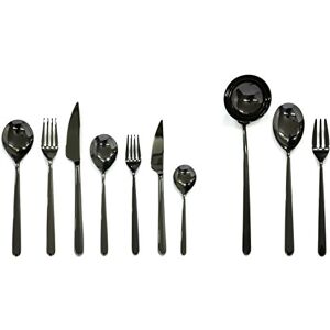 MEPRA Linea Oro Nero zestaw sztućców, 87-częściowy, metalowe naczynia, sztućce nadają się do mycia w zmywarce MEPRA Linea Oro Nero zestaw sztućców, 87-częściowy, metalowe naczynia, sztućce nadają się do mycia w zmywarce