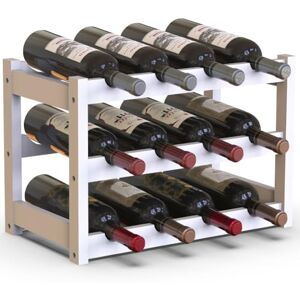 BAKAJI Drewniany bambusowy stojak na wino z 12 przegródkami na wino szampana, stojak na wino, stojak na wino, narożnik barowy, salon, kuchnia, bistro, restauracja, 43,5 x 24 x 30 cm (biały) BAKAJI Drewniany bambusowy stojak na wino z 12 przegródkami na wino szampana, stojak na wino, stojak na wino, narożnik barowy, salon, kuchnia, bistro, restauracja, 43,5 x 24 x 30 cm (biały)