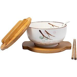 lachineuse Duża miska azjatycka z porcelany Zupa & Makaron Biały odcień 16 cm Japoński styl Zen Pojemność 1000 ml Łyżka, pałeczki i stojak Dekoracja japońskiej zastawy stołowej lachineuse Duża miska azjatycka z porcelany Zupa & Makaron Biały odcień 16 cm Japoński styl Zen Pojemność 1000 ml Łyżka, pałeczki i stojak Dekoracja japońskiej zastawy stołowej