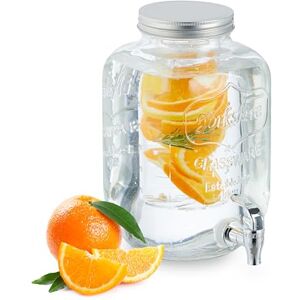 Relaxdays Dozownik do napojów z wkładem, kranikiem i pokrywką, 5 l, szklany dozownik wody, dozownik lemoniady, przezroczysty Relaxdays Dozownik do napojów z wkładem, kranikiem i pokrywką, 5 l, szklany dozownik wody, dozownik lemoniady, przezroczysty