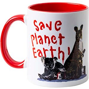 design24 Oficjalny spersonalizowany kubek TVBOY, grafika Save Planet Earth, ceramiczny czerwony wewnątrz i czerwony uchwyt, pojemność 300 ml design24 Oficjalny spersonalizowany kubek TVBOY, grafika Save Planet Earth, ceramiczny czerwony wewnątrz i czerwony uchwyt, pojemność 300 ml