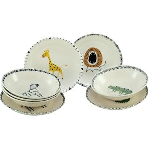 Creatable , 24863, seria Safari Bunt, 8-częściowy zestaw naczyń dla 4 osób, zestaw talerzy z kamionki, nadaje się do mycia w zmywarce i używania w kuchence mikrofalowej, wysokiej jakości produkcja Creatable , 24863, seria Safari Bunt, 8-częściowy zestaw naczyń dla 4 osób, zestaw talerzy z kamionki, nadaje się do mycia w zmywarce i używania w kuchence mikrofalowej, wysokiej jakości produkcja