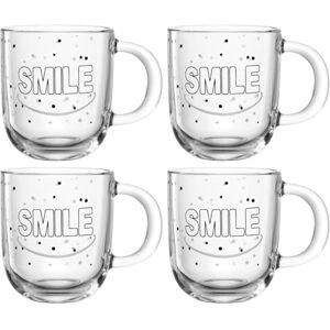 Leonardo HOME Ufficio Filiżanki Smile, zestaw 4 filiżanek, nadają się do mycia w zmywarce, wysokiej jakości i nowoczesne filiżanki do kawy do biura, zestaw filiżanek do herbaty ze szkła, 400 ml, Leonardo HOME Ufficio Filiżanki Smile, zestaw 4 filiżanek, nadają się do mycia w zmywarce, wysokiej jakości i nowoczesne filiżanki do kawy do biura, zestaw filiżanek do herbaty ze szkła, 400 ml,