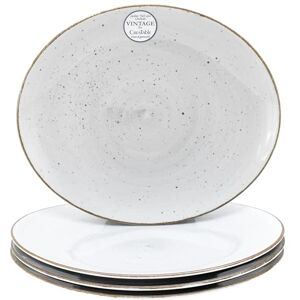 Creatable , 24755, seria Vintage Nature, 4-częściowy zestaw naczyń dla 4 osób, porcelanowe talerze do steków, nadają się do mycia w zmywarce i używania w kuchence mikrofalowej, Made in Europe Creatable , 24755, seria Vintage Nature, 4-częściowy zestaw naczyń dla 4 osób, porcelanowe talerze do steków, nadają się do mycia w zmywarce i używania w kuchence mikrofalowej, Made in Europe