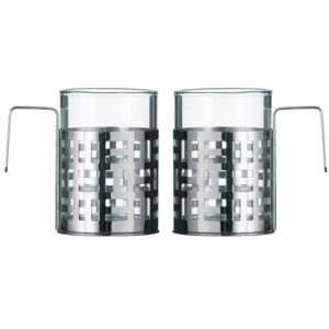Premier Housewares Kubek do cappuccino duże zestawy kubków do kawy/herbaty zestaw 2, chrom wysokość 9 x szerokość 9 x głębokość 6 cm Premier Housewares Kubek do cappuccino duże zestawy kubków do kawy/herbaty zestaw 2, chrom wysokość 9 x szerokość 9 x głębokość 6 cm