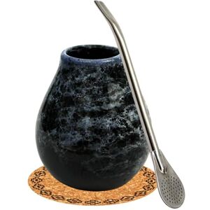 GauchoLife Gaucho Yerba Mate zestaw do herbaty z tykłakiem, kubek do herbaty Mate, Marmol Blue 350 ml, kubek ceramiczny, słomka do picia Bombilla, 19 cm, pojemnik Mate ze słomką, podkładka korkowa GauchoLife Gaucho Yerba Mate zestaw do herbaty z tykłakiem, kubek do herbaty Mate, Marmol Blue 350 ml, kubek ceramiczny, słomka do picia Bombilla, 19 cm, pojemnik Mate ze słomką, podkładka korkowa