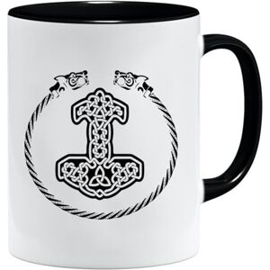 Jungle Mug Kubek z motywem wikingów w stylu nordyckim, pomysł na prezent dla starego mężczyzny, taty, dziadka, filiżanka do kawy, motyw wikingów, kufel do piwa młot Thora (VIKING034) Jungle Mug Kubek z motywem wikingów w stylu nordyckim, pomysł na prezent dla starego mężczyzny, taty, dziadka, filiżanka do kawy, motyw wikingów, kufel do piwa młot Thora (VIKING034)