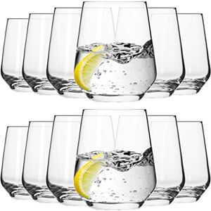KIAPPO Zestaw 12 szklanek o pojemności 400 ml do wody i zimnych napojów, nowoczesny i minimalistyczny design, szkło kryształowe, nadaje się do mycia w zmywarce KIAPPO Zestaw 12 szklanek o pojemności 400 ml do wody i zimnych napojów, nowoczesny i minimalistyczny design, szkło kryształowe, nadaje się do mycia w zmywarce