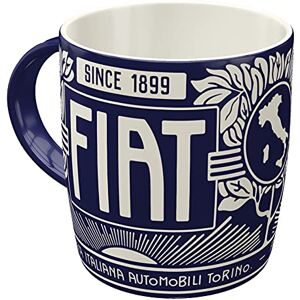 ART Kubek do kawy w stylu retro, Fiat – Since 1899 Logo Blue – pomysł na prezent dla fanów samochodów, duży ceramiczny kubek z sentencją, styl vintage, 330 ml ART Kubek do kawy w stylu retro, Fiat – Since 1899 Logo Blue – pomysł na prezent dla fanów samochodów, duży ceramiczny kubek z sentencją, styl vintage, 330 ml