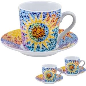 DRW Zestaw 2 porcelanowych kubków z elementami Gaudi Kubek: 6x6x6 cm DRW Zestaw 2 porcelanowych kubków z elementami Gaudi Kubek: 6x6x6 cm