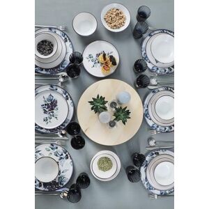 Hermia Concept Elegancki 24-częściowy ceramiczny zestaw obiadowy, antybakteryjny i łatwy do czyszczenia, biały/niebieski/fioletowy, w zestawie 6 talerzy serwisowych (28 cm), miski i talerze deserowe, bezpieczne w Hermia Concept Elegancki 24-częściowy ceramiczny zestaw obiadowy, antybakteryjny i łatwy do czyszczenia, biały/niebieski/fioletowy, w zestawie 6 talerzy serwisowych (28 cm), miski i talerze deserowe, bezpieczne w